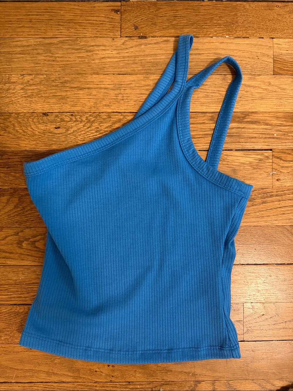 DNA couture One-Shoulder Ribbed Tank - Bright Blue